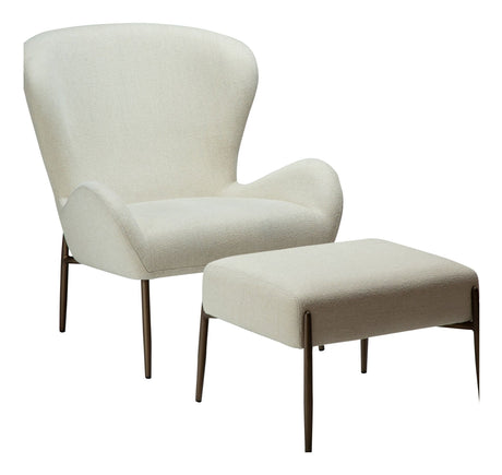 GLAM Lounge Chair, vit/beige tyg 