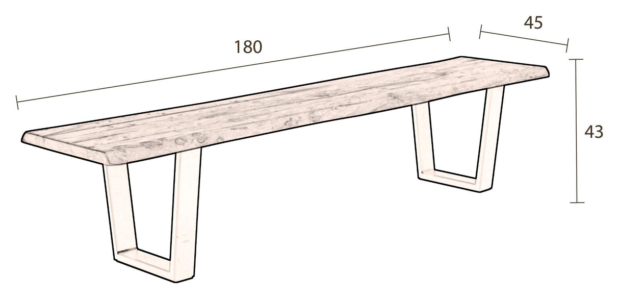 Dutchbone aka Bench - Acacia/Black, 180x45