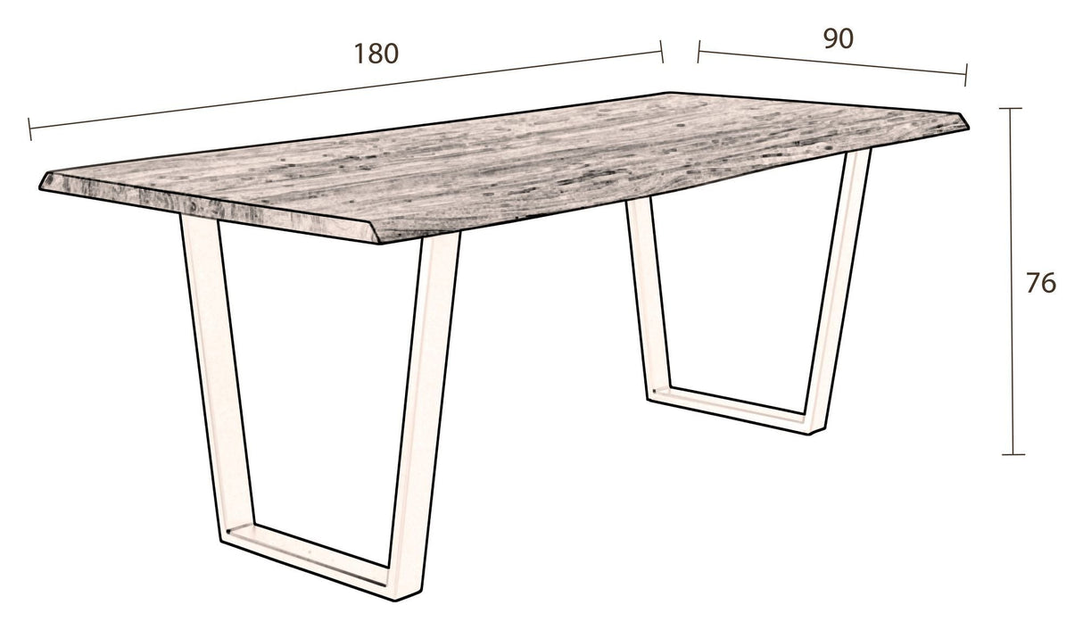 Dutchbone alias matbord Acacia/svart, 180x90