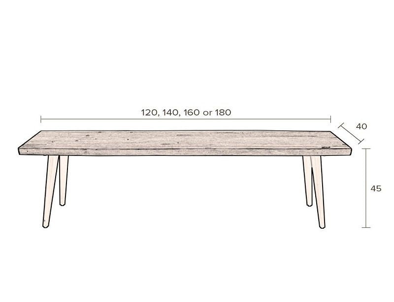 Dutchbone Alagon Bench 180x40, svarta ben