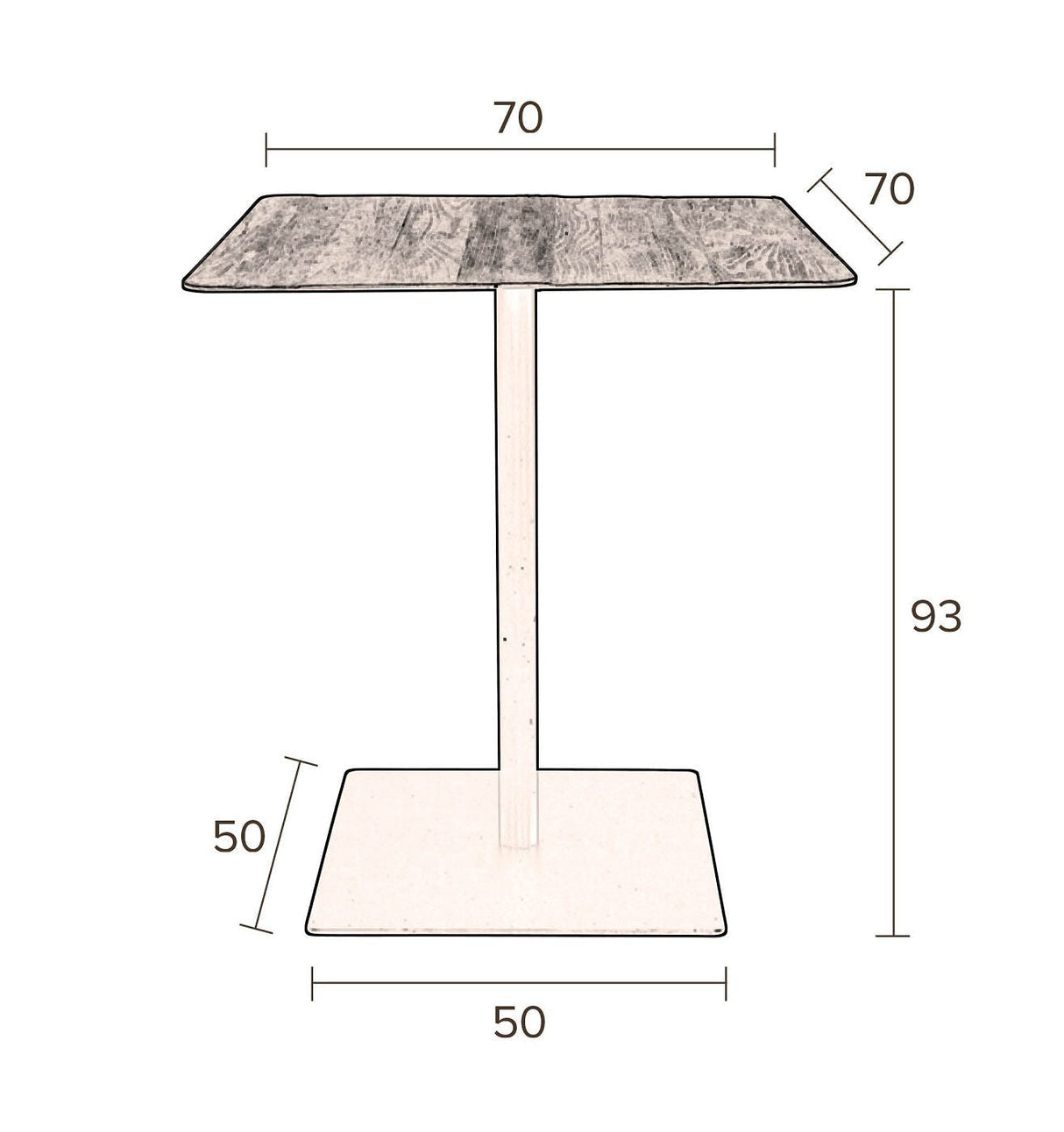 Dutchbone Braza Bar Tabell 70x70, Brown