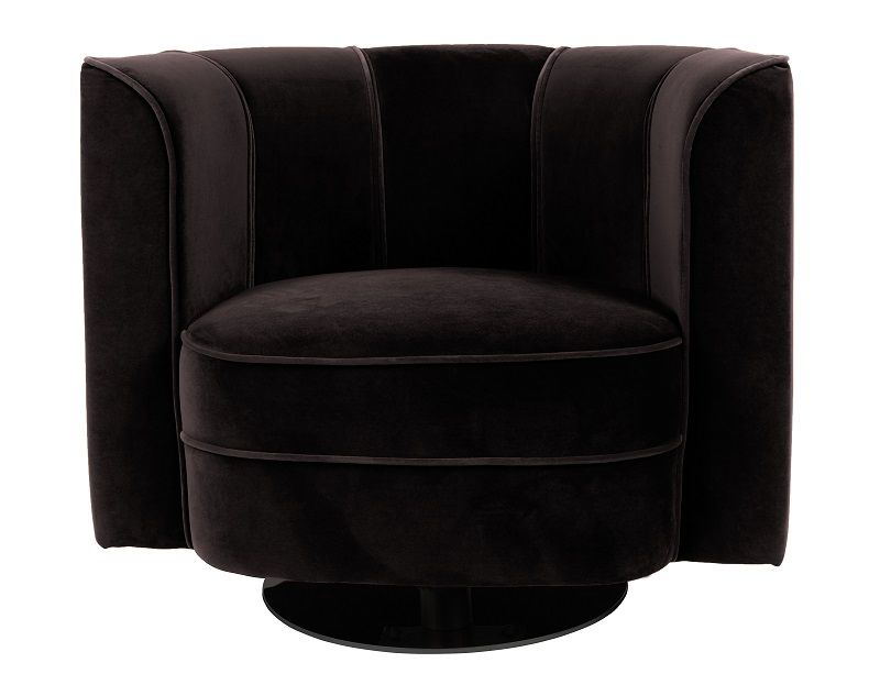 Dutchbone Flower Lounge Chair, Black Velvet