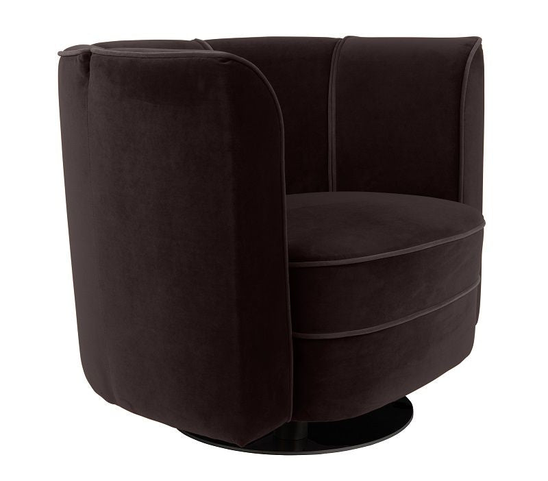 Dutchbone Flower Lounge Chair, Black Velvet