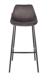 Dutchbone Franky Barstool, Gray Velvet