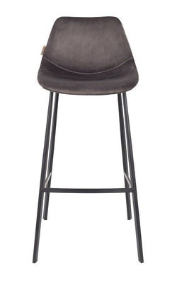 Dutchbone Franky Barstool, Gray Velvet