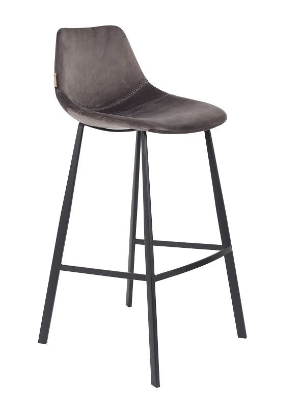 Dutchbone Franky Barstool, Gray Velvet