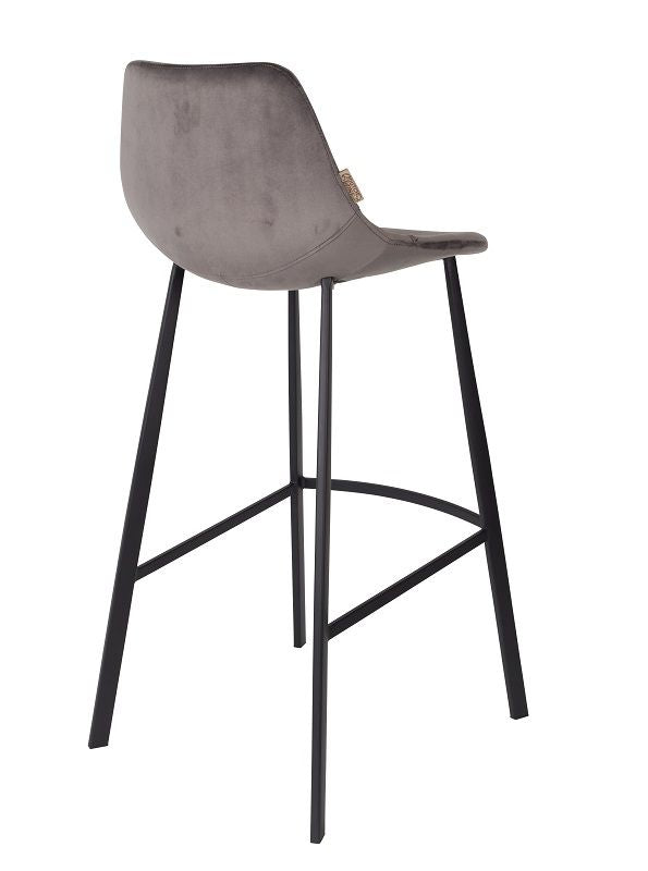 Dutchbone Franky Barstool, Gray Velvet