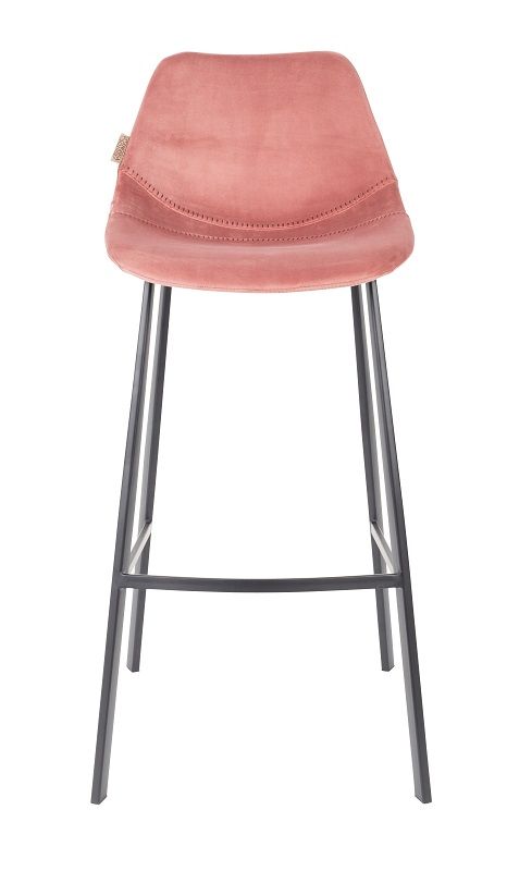 Dutchbone Franky Barstool, Old Pink Velvet