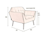 Dutchbone Kate Lounge -stol, rosa lera