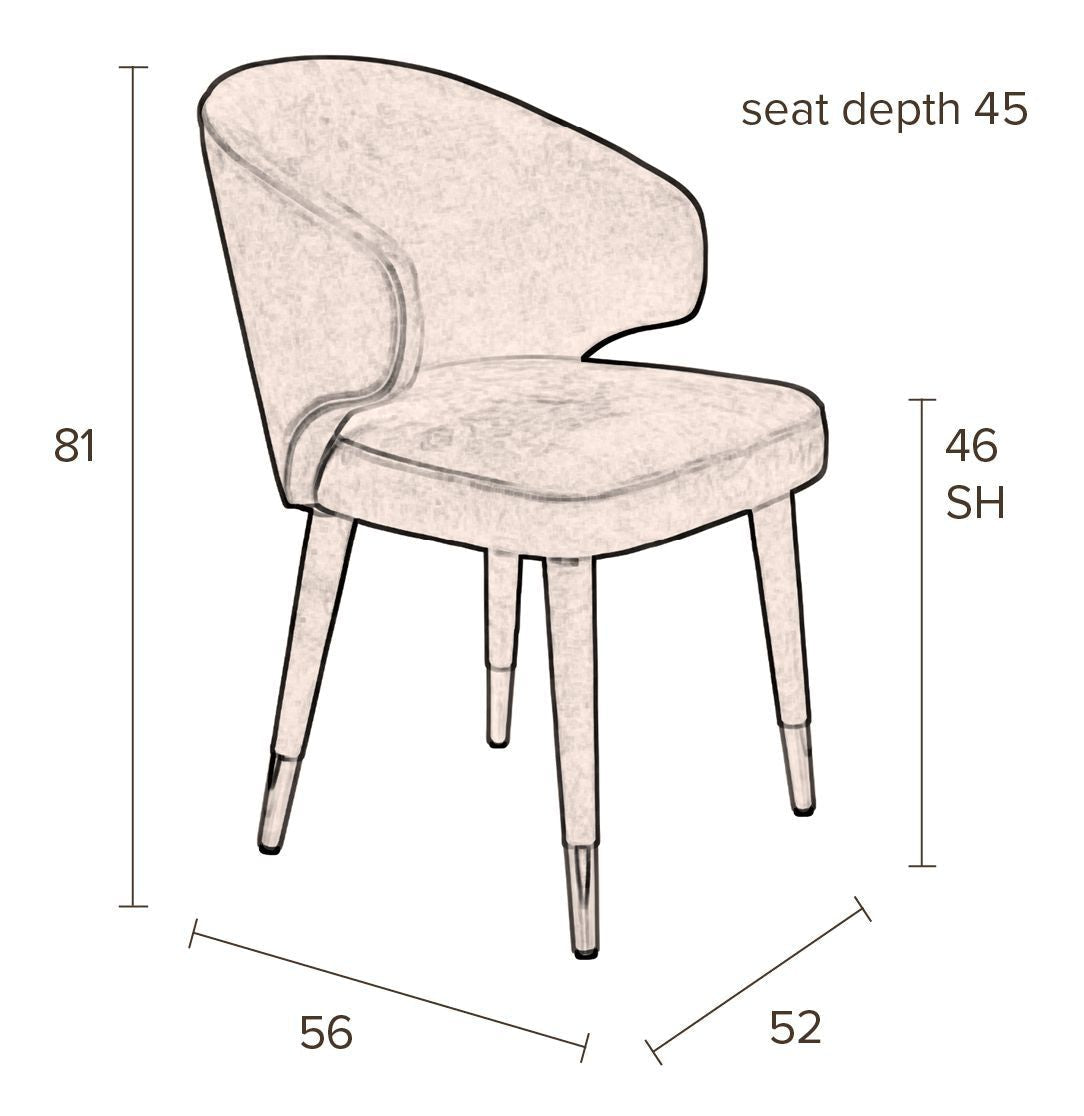 Dutchbone Lunar Dining Chair, Moss Velor