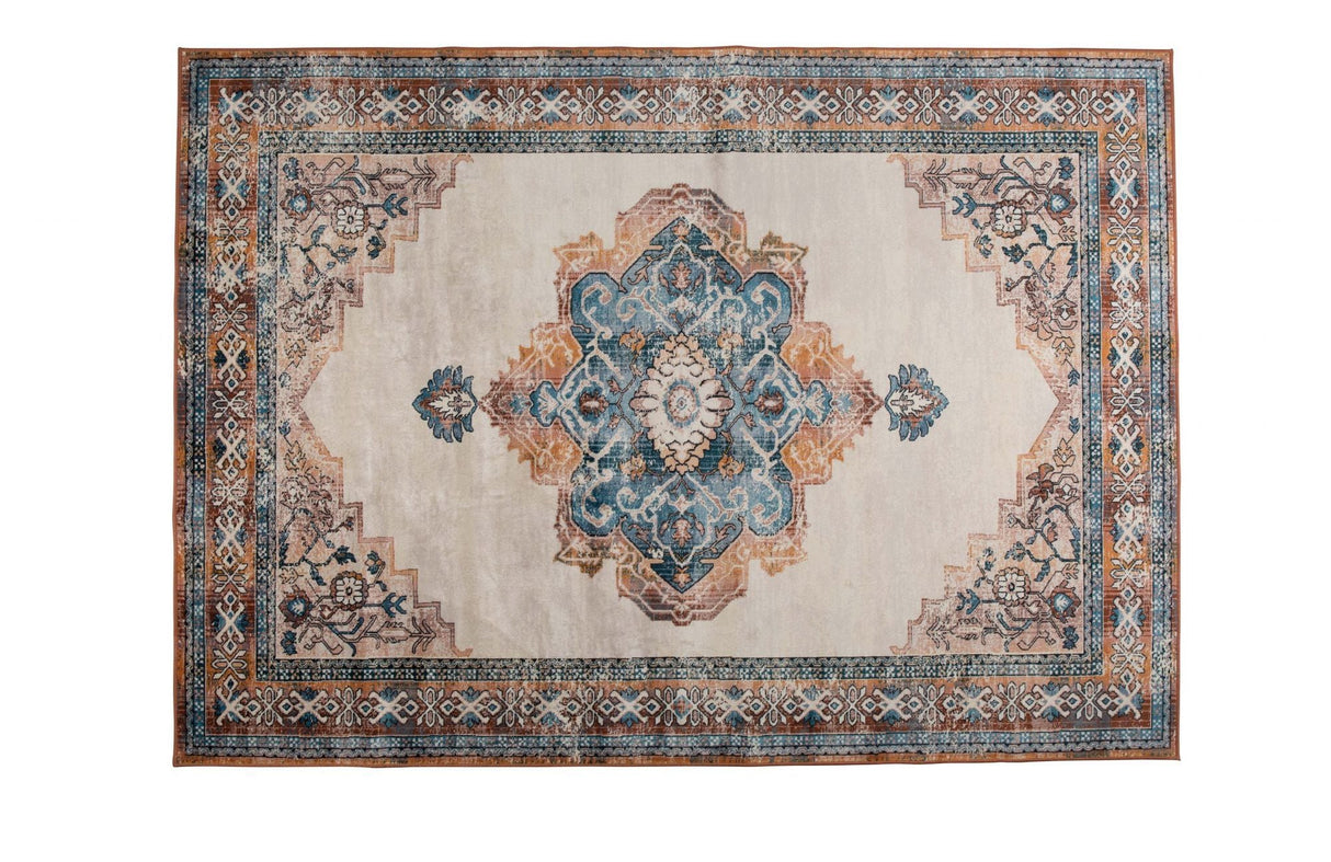 Dutchbone Mahal Rug - Blue/Brick, 170x240