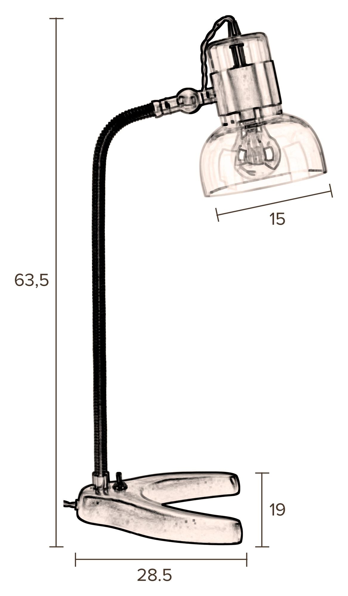 Dutchbone Neville bordslampa, klart glas/black metal