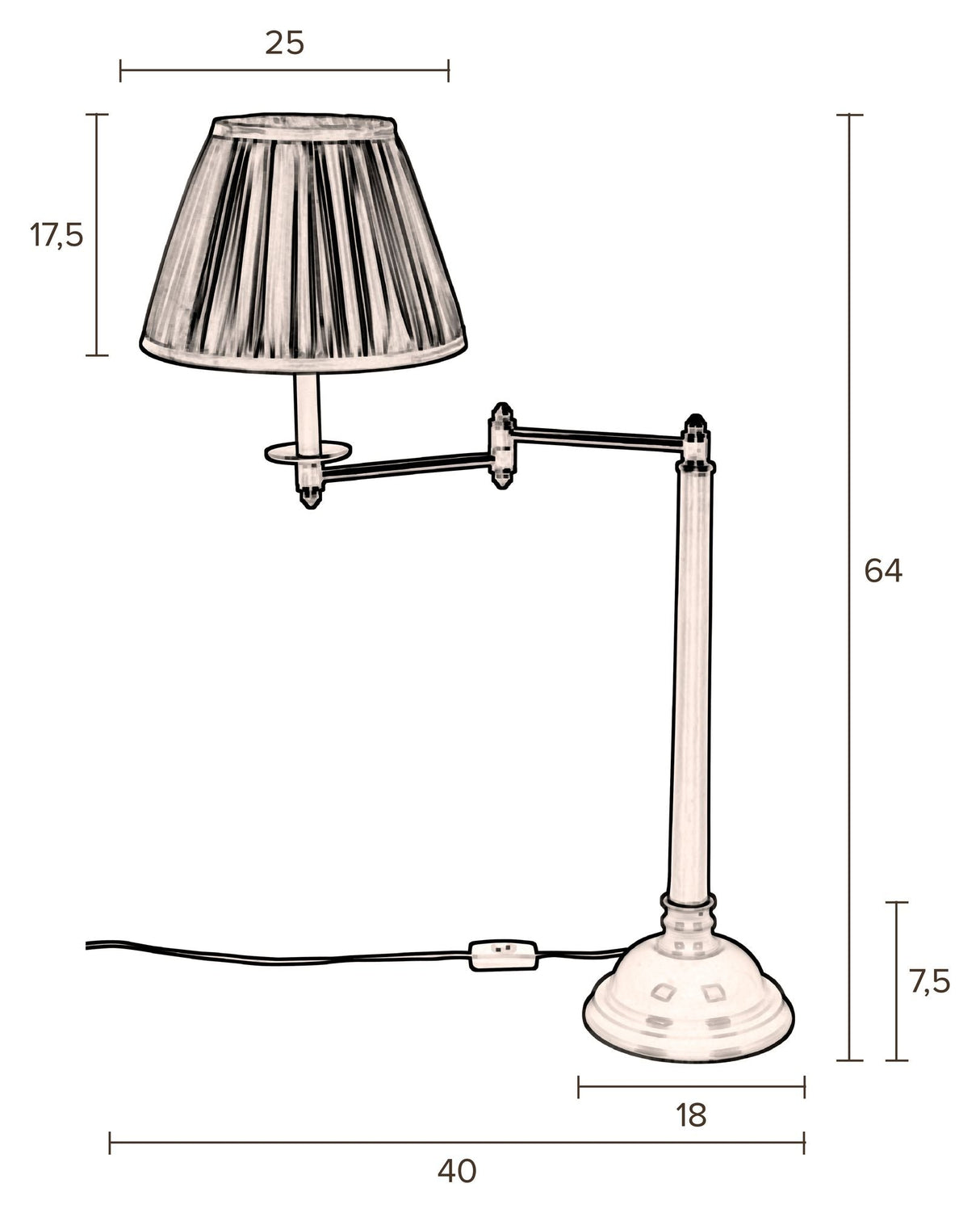 Dutchbone Allis bordslampa, tyg/alu