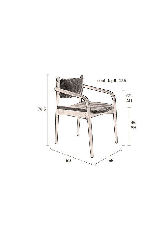 Dutchbone Torrance Dining Chair w/Armstests, Brown