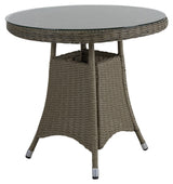 Hornbrook Garden Table With Glass, Ø80, Beige Wicker