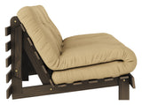 Rötter 160 bäddsoffa, brun lackerad tall, vete beige