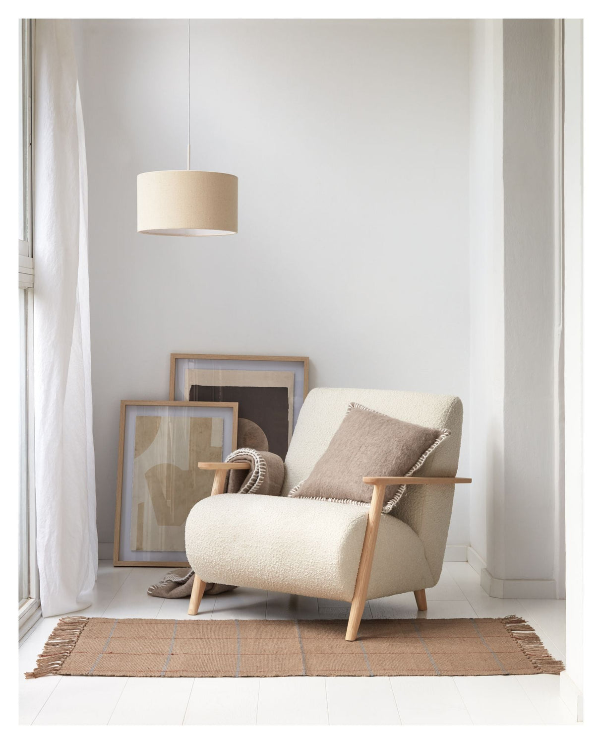 Nazli linne lampskärm, Ø50, beige finish