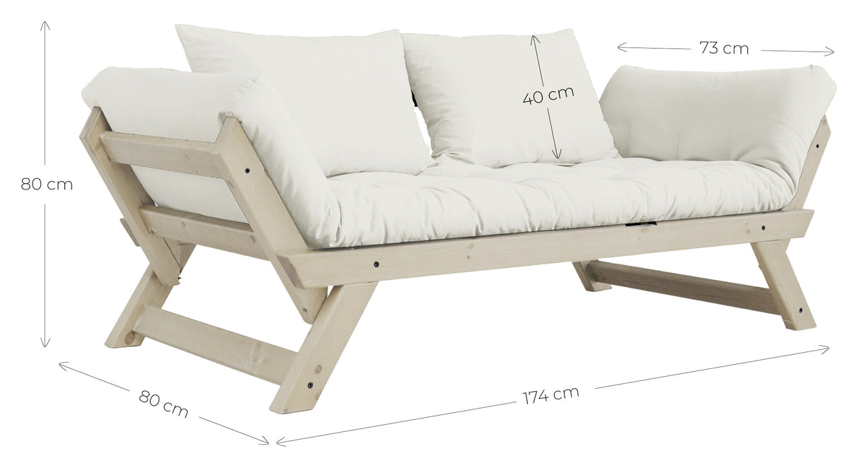 Bebop soffa säng, svart lackerad, tall/beige