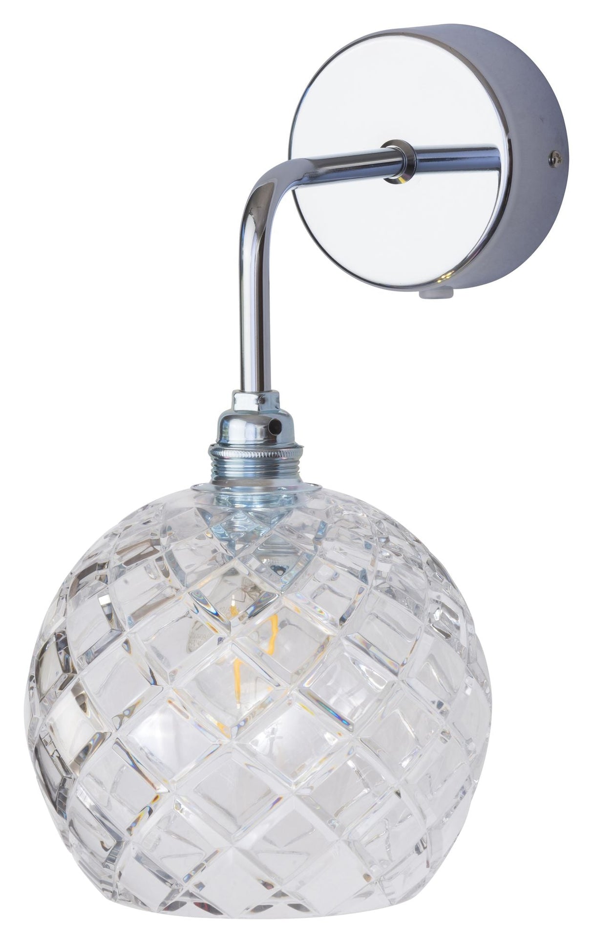 Ebb & flödes Rowan Crystal Wall Lamp, Silver, Medium Check