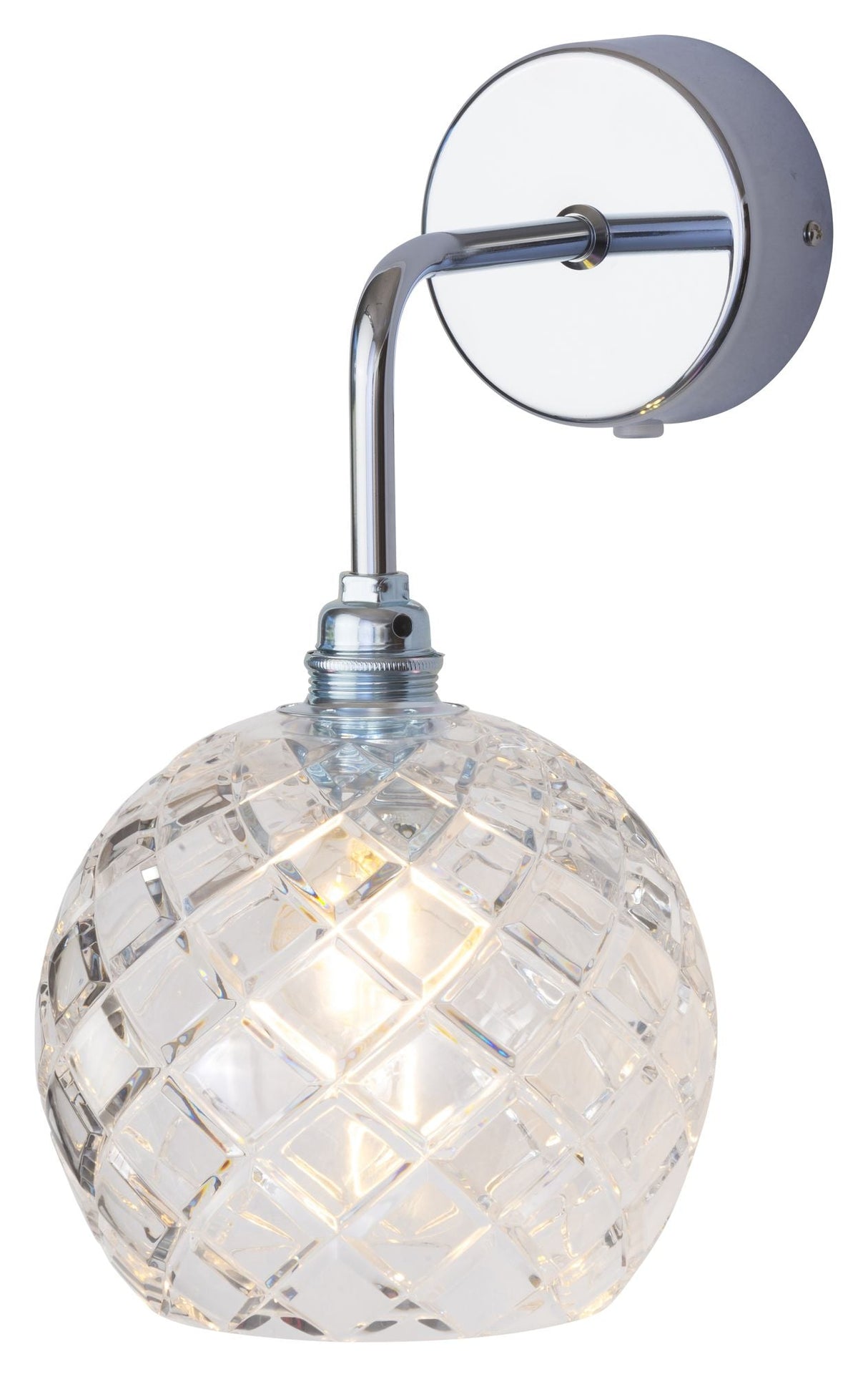 Ebb & flödes Rowan Crystal Wall Lamp, Silver, Medium Check