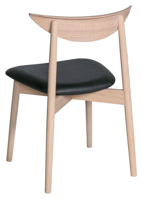 Symphony Dining Chair 02, White Oak/Black Leather