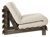 Rötter 90 bäddsoffa, brun lackerad tall, beige