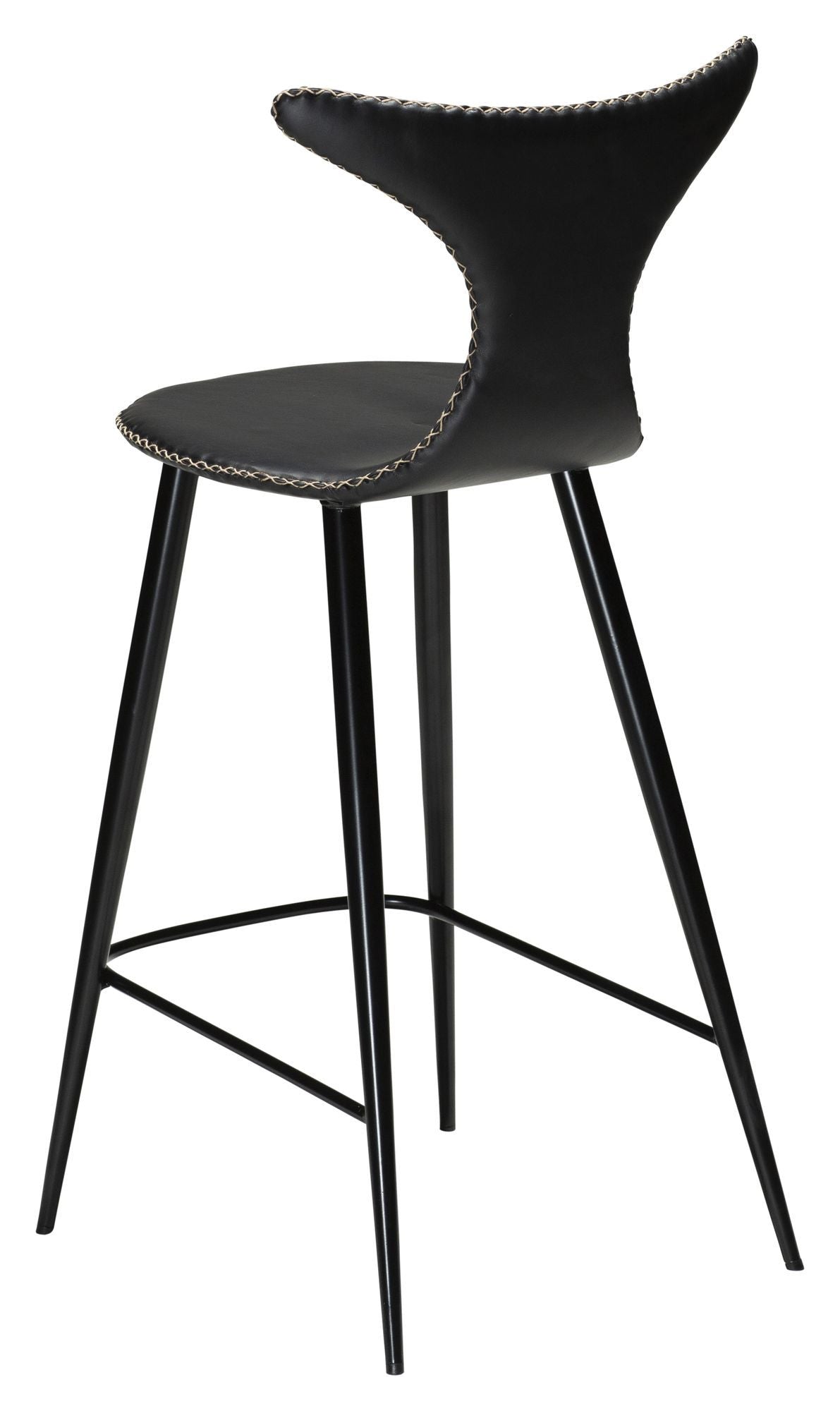 Dolphin Barstool SH: 67 cm, vintage svart läder/runda svarta ben