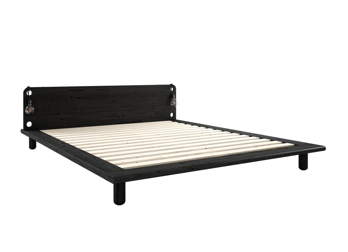 Peek Bed Frame w/lampor, svart, 200x160