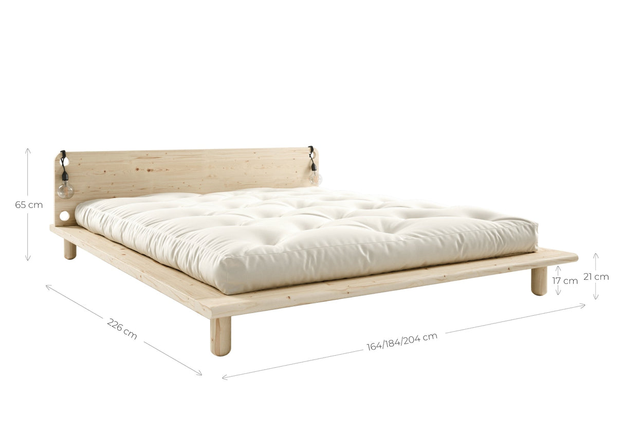 Peek Bed Frame w/lampor, lätt trä, 200x140