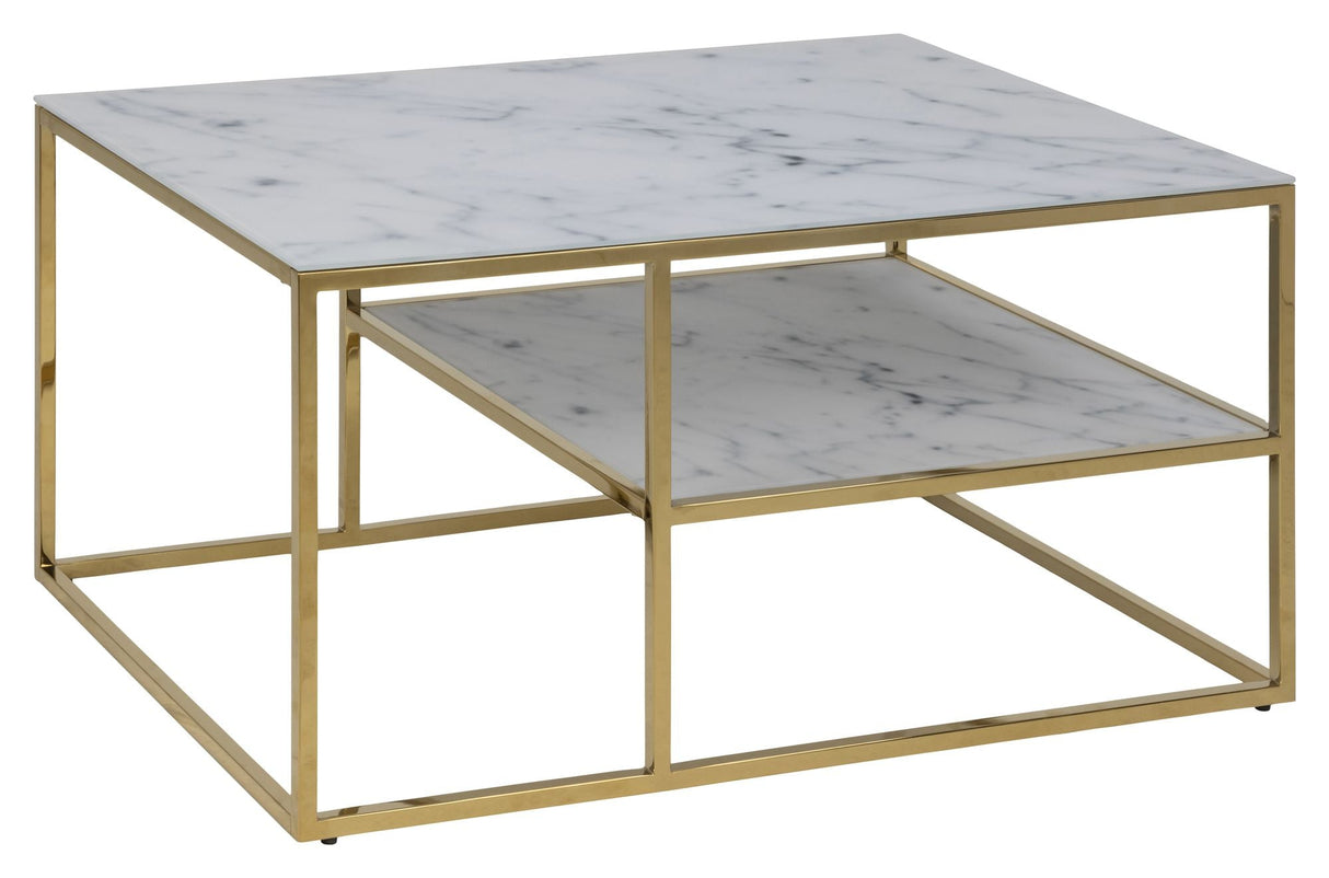 Filippa kaffebord 90x60, vitt marmortryck/guld