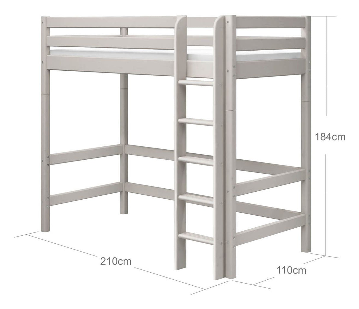 Klassisk hög säng 90x200, grå