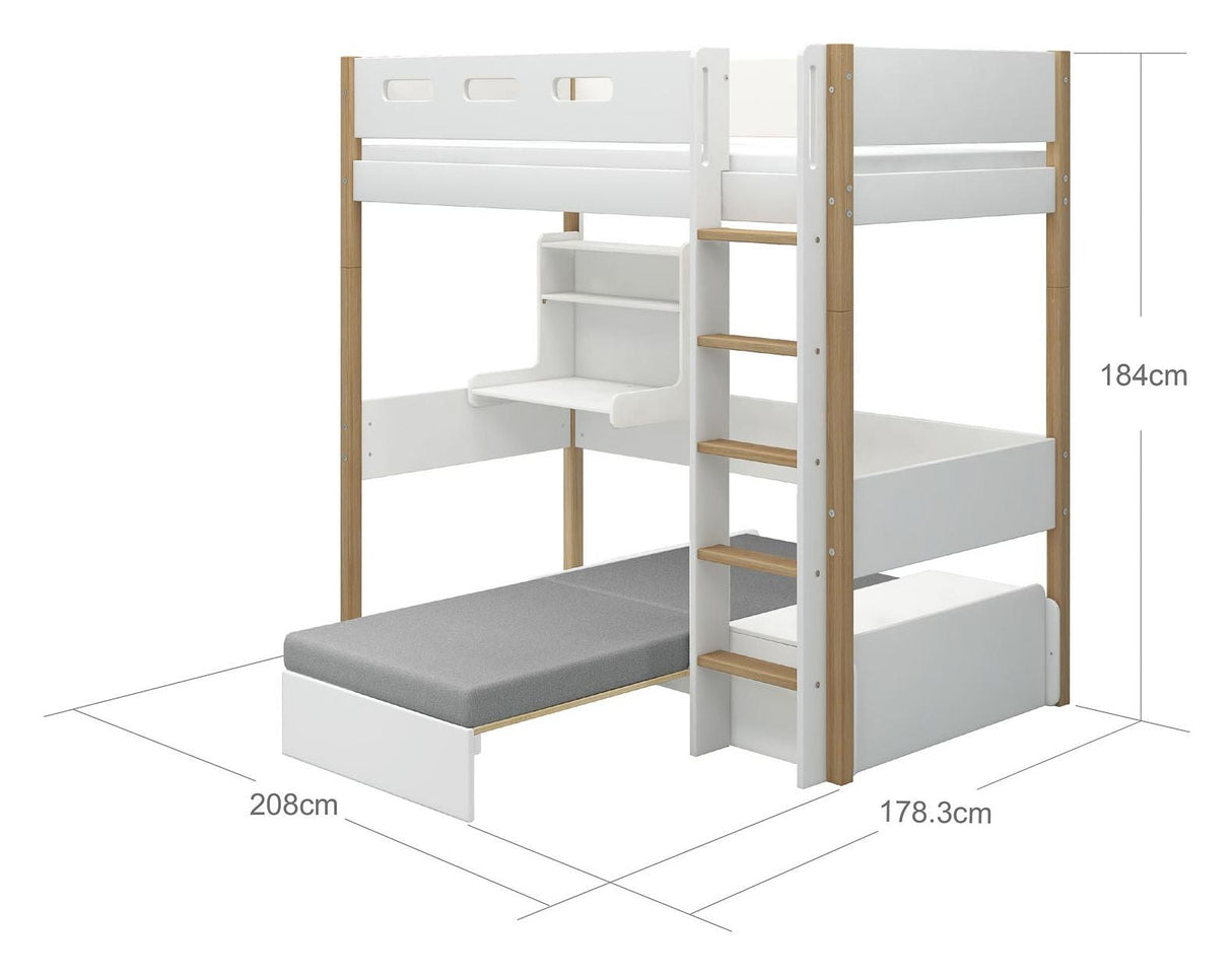 Flexa eller casa hög säng vit, w. rak stege 90x200