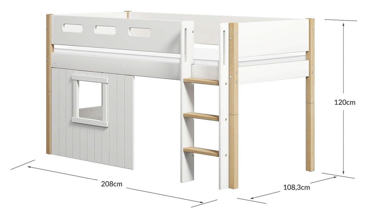 Inte heller halvhög säng med rak stege, 90x200