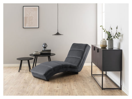 Flexy chaise länge med mörkgrå sammet, svarta ben