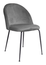 Geneve Dining Chair, Grey Velvet, Black