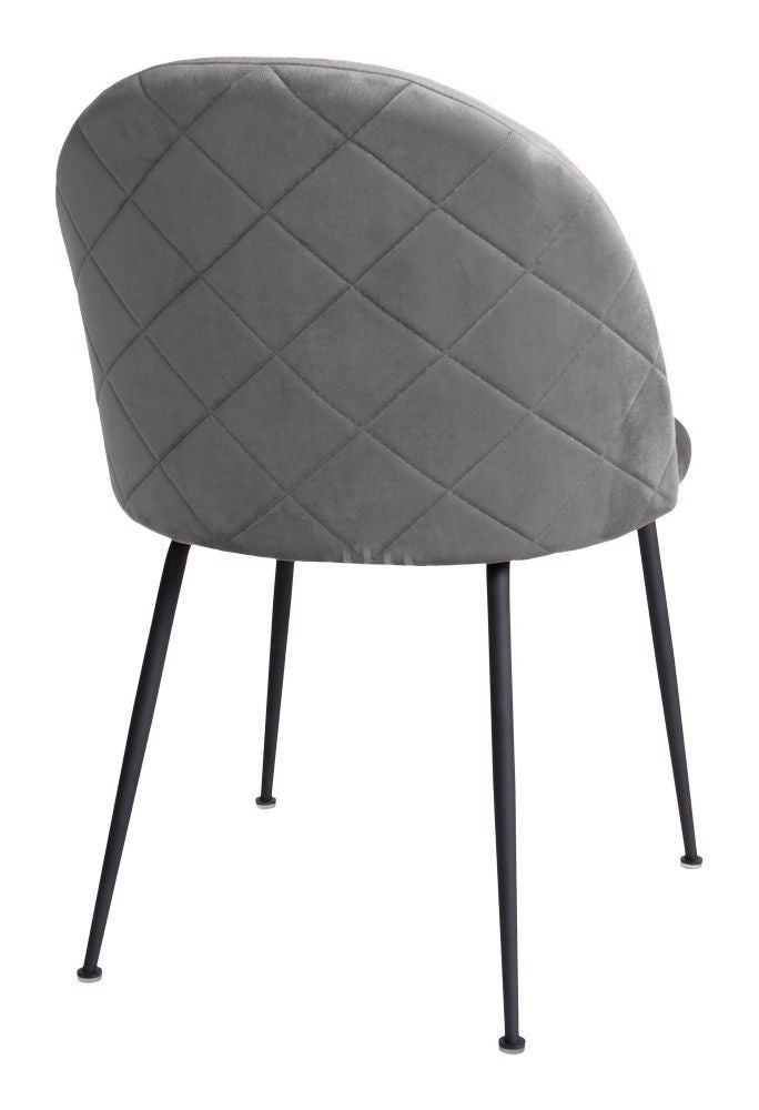 Geneve Dining Chair, Grey Velvet, Black