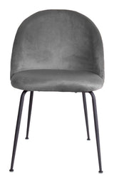 Geneve Dining Chair, Grey Velvet, Black