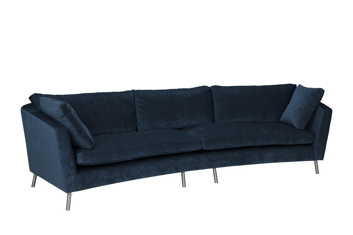 Ginna 4-Pers. Sofa w/bow - blå sammet