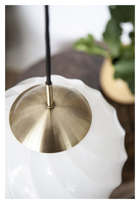 Halo Design Twist Pendant Opal Brass, Ø15