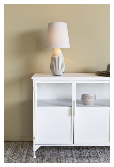 Aysa bordslampa, beige alu/tyg