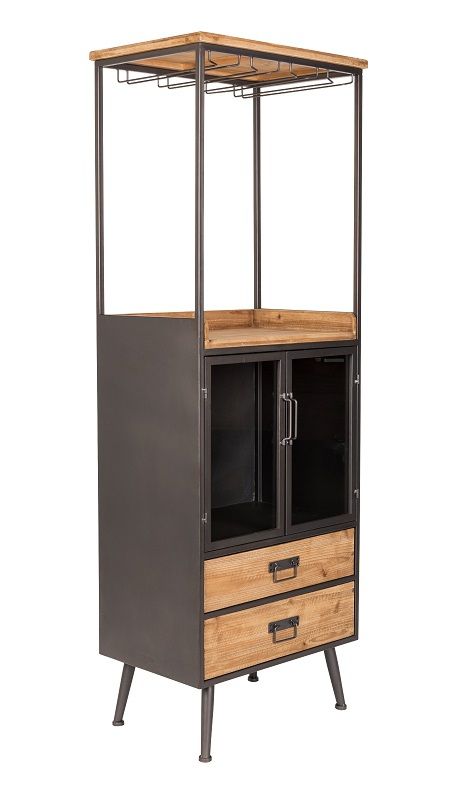 Homii Damian Bar Cabinet, Nature/Grey