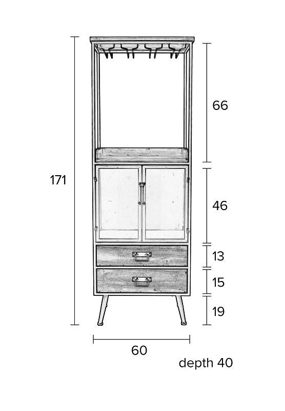 Homii Damian Bar Cabinet, Nature/Grey