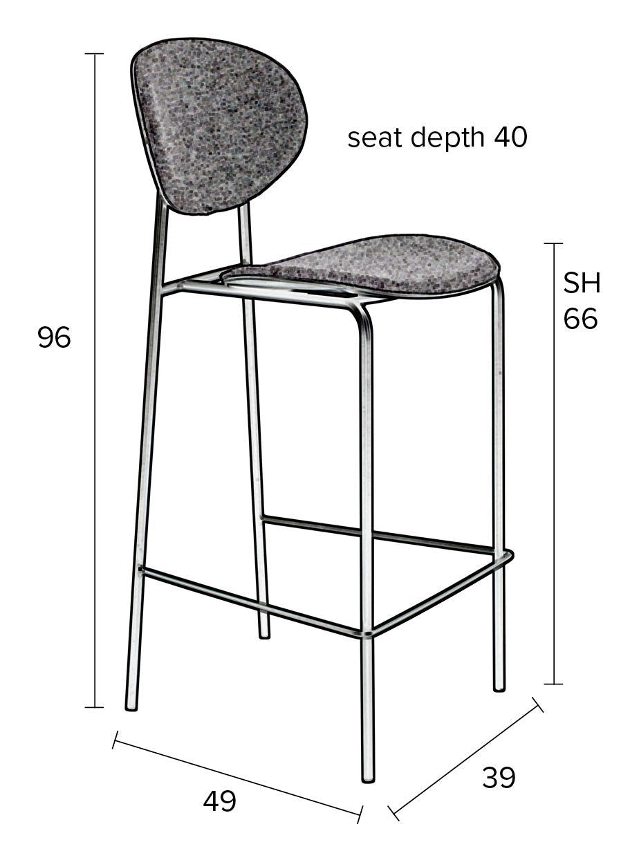 Homii Donny Barstol, Gray, SH: 66cm