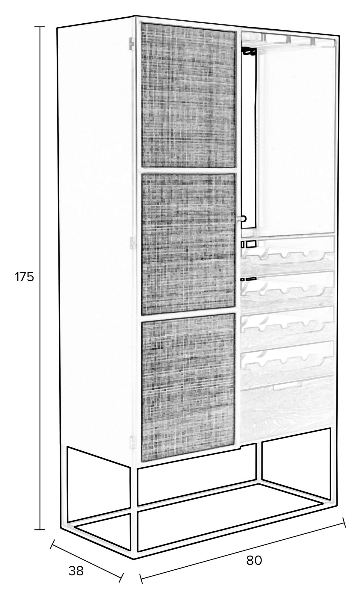 Homii Guuji Wine/Bar Cabinet, H175