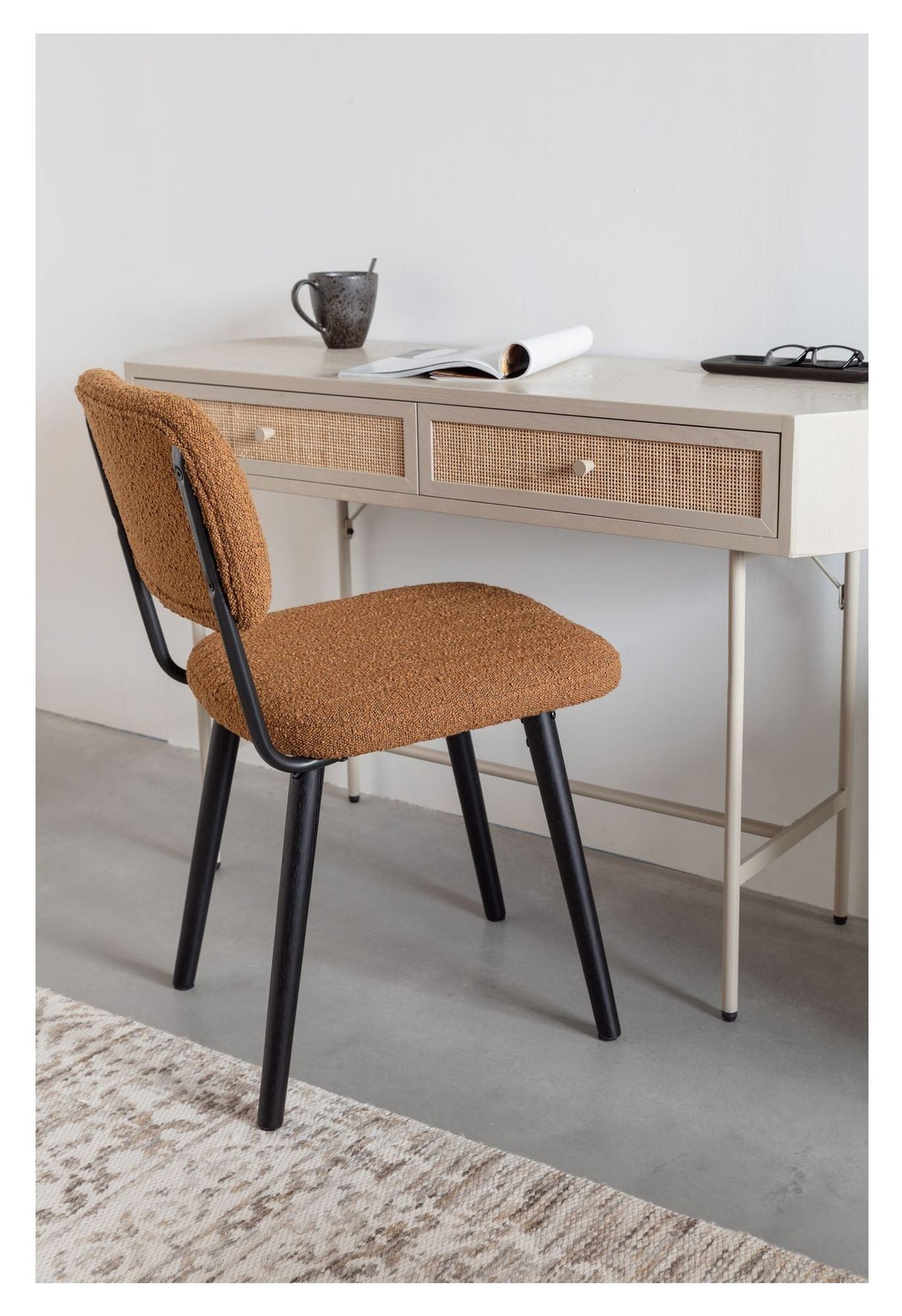 Jake Dining Chair, Yellow Bouclé