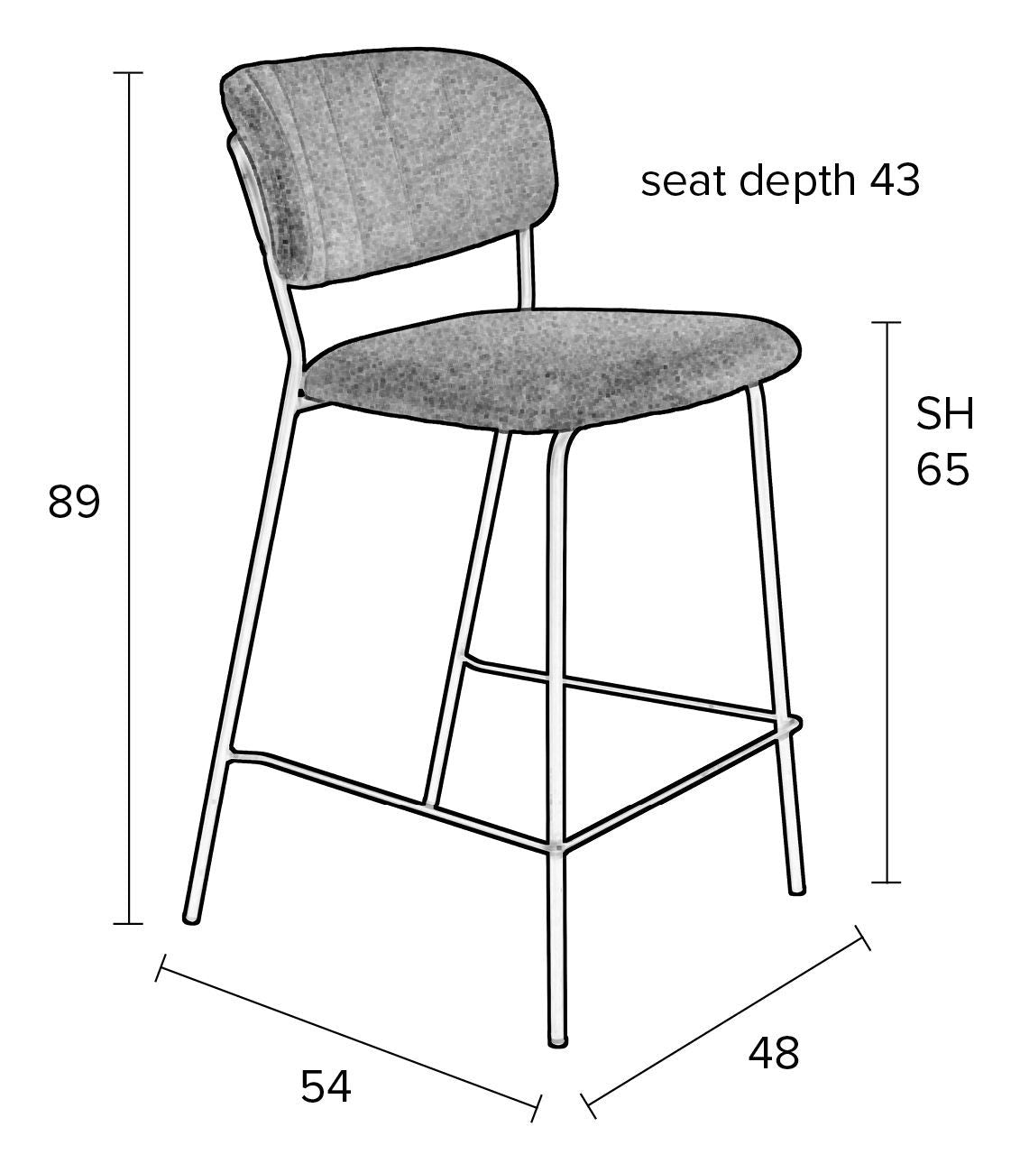 Homii Jolien Barstol SH: 65 cm, guld/ljusgrön