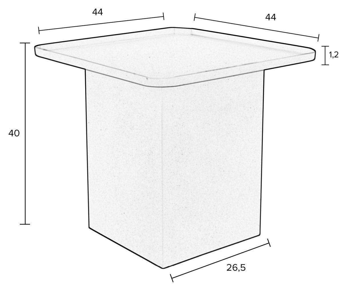 Homii Sverre Side Tabell 44x44, Rose