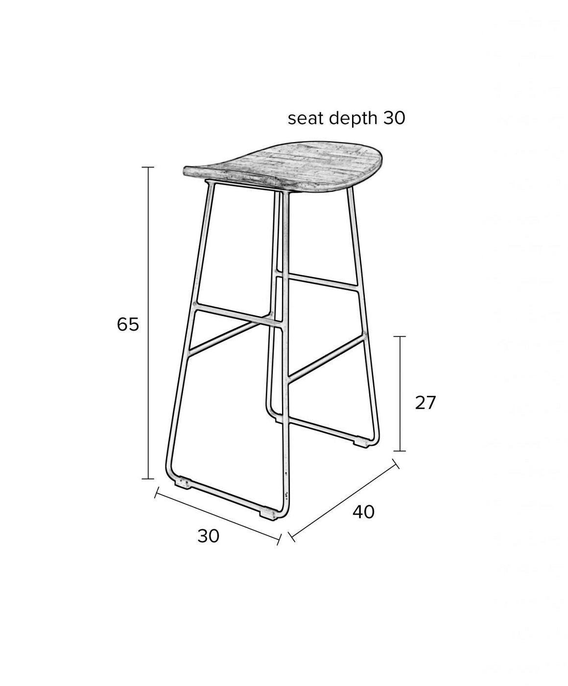 Zanzibar Bar Barstol - Natur, SH: 62CM