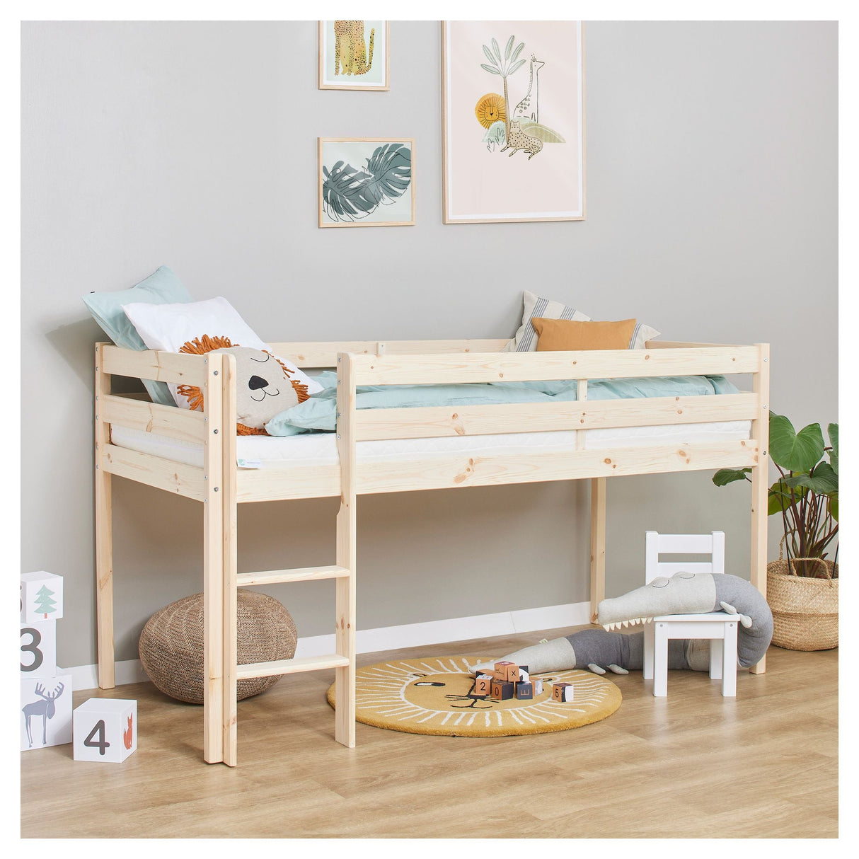 Eco Comfort Semi-High Bed Inkl. Slamat bas 90x200 cm, naturen