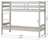 Eco komfort våningssäng inkl. Slamat bas 70x160 cm, duva grå